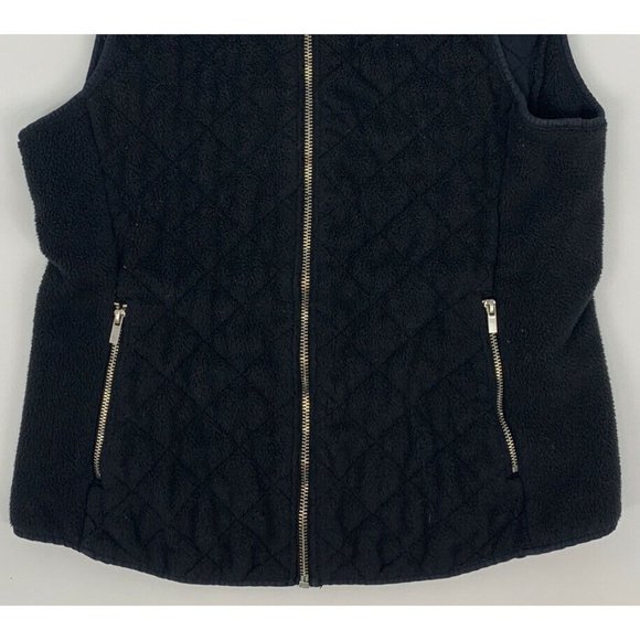 Women's Abercrombie‎ & Fitch Soft Shell Fleece Quilted Zip Up Vest Black S - Picture 2 of 8